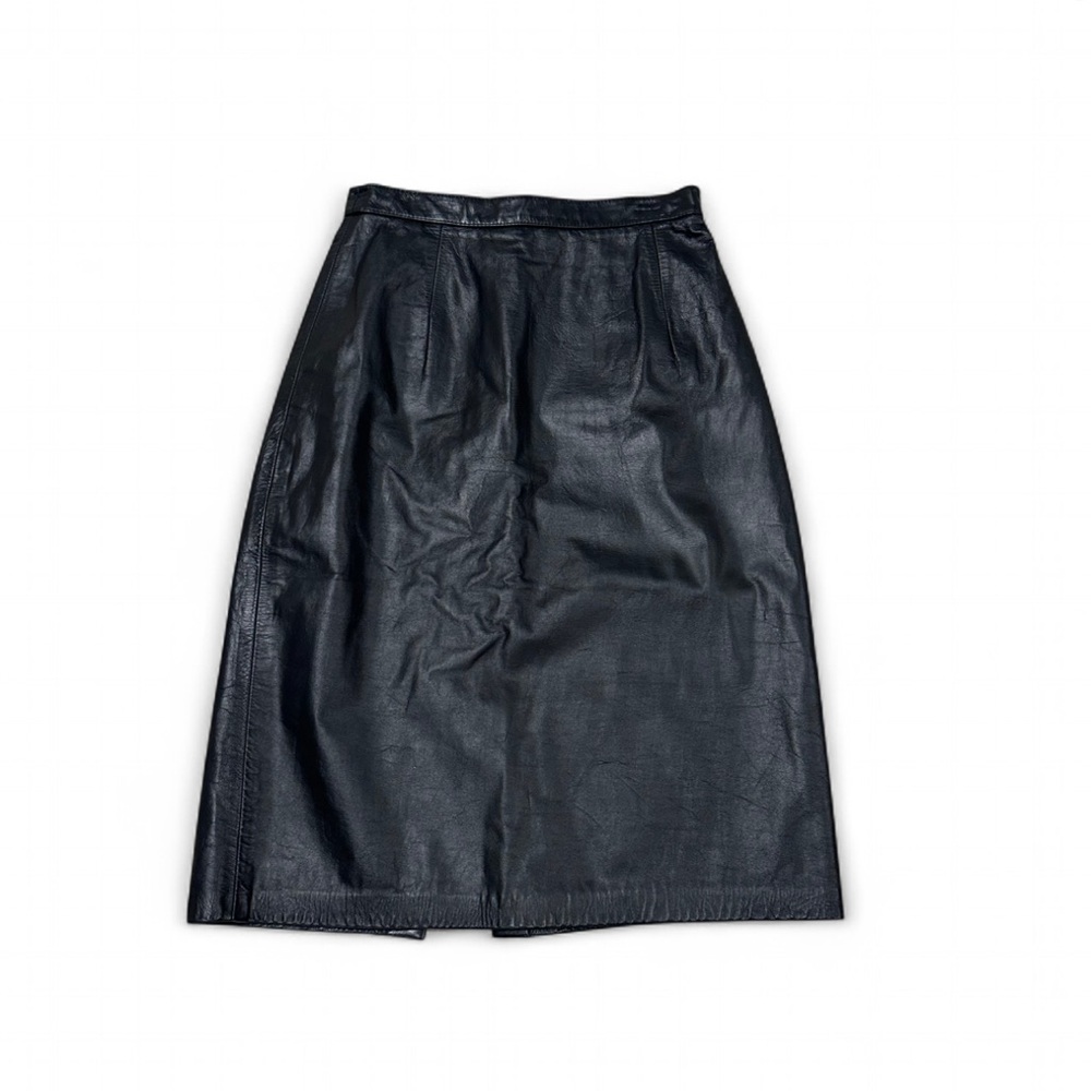 Apostrophe Black Genuine Leather Skirt Pencil Skirt Zip Closure size 8 - Picture 1 of 6